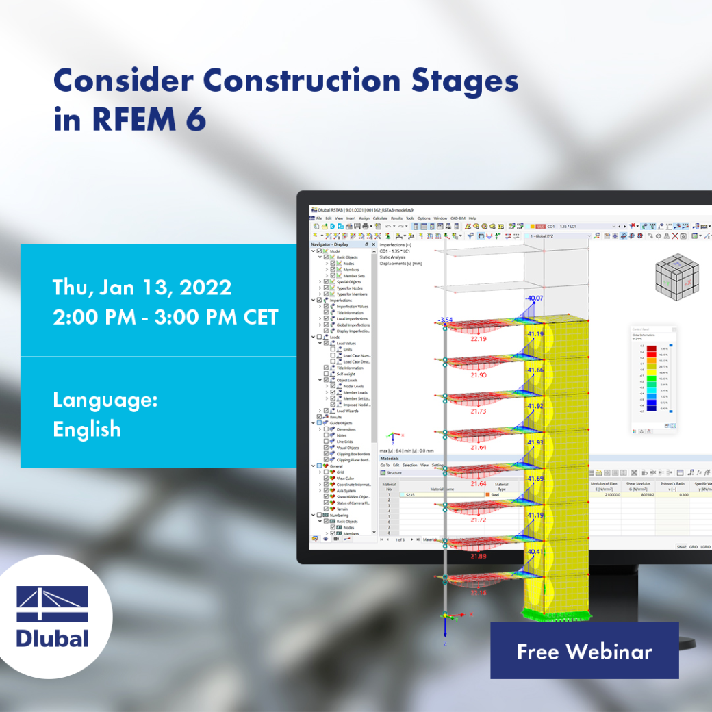 Consideração de fases de construção \n no RFEM 6