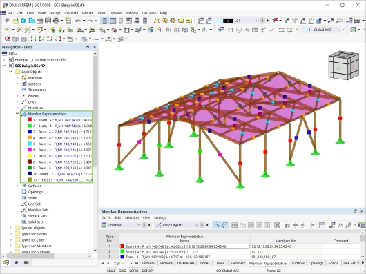 Representantes de barras no RFEM 6