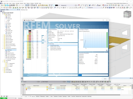 Verificação de punçoamento de estruturas de betão armado no RFEM 6 com gráfico para verificar os esforços internos.