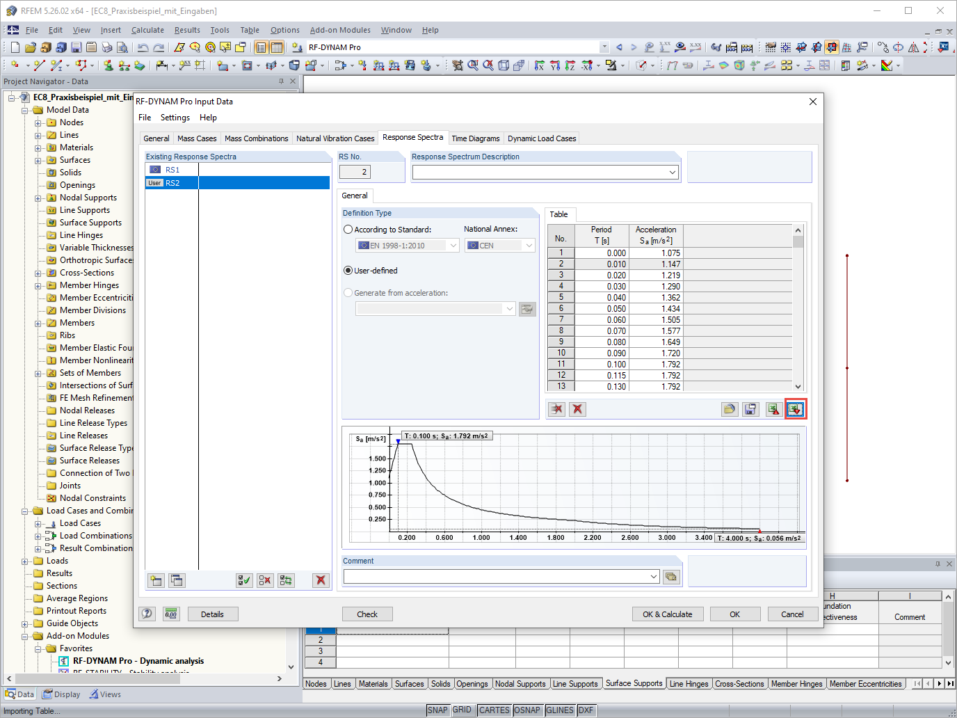 FAQ 005181 | Posso exportar um espectro de resposta do RFEM 6 e utilizá-lo no RFEM 5, por exemplo?