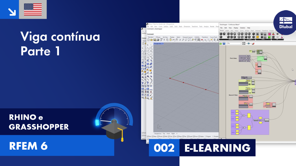 Tutorial a mostrar passos iniciais para simular uma viga contínua no RFEM 6 utilizando Rhino-Grasshopper.