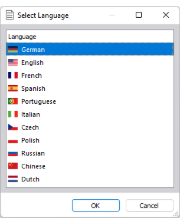 Seleção do idioma para o relatório de impressão