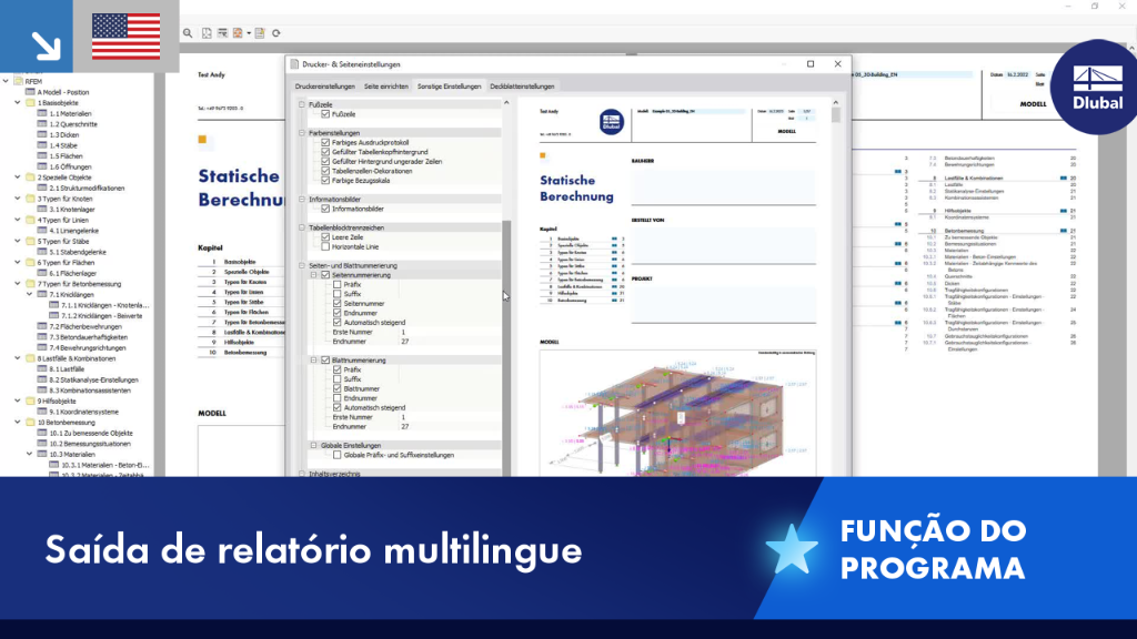 Relatório de impressão multilingue para documentação técnica e relatórios