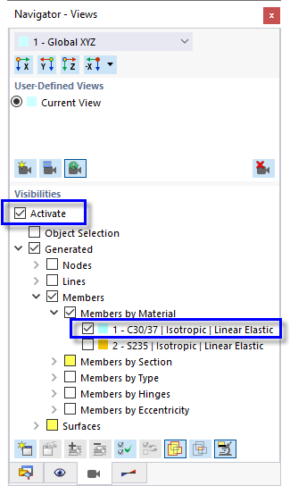 Ativar visibilidade para elementos de betão