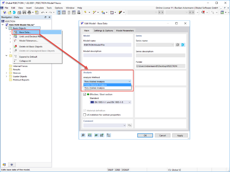 FAQ 005227 | O método de análise selecionado no RSECTION influência o dimensionamento da secção no RFEM/RSTAB?