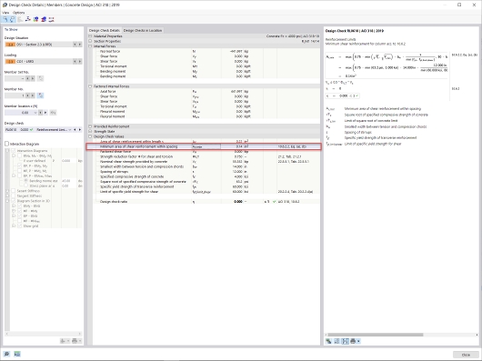 KB 001733 | Dimensionamento de pilares de betão armado segundo ACI 318-19 no RFEM 6