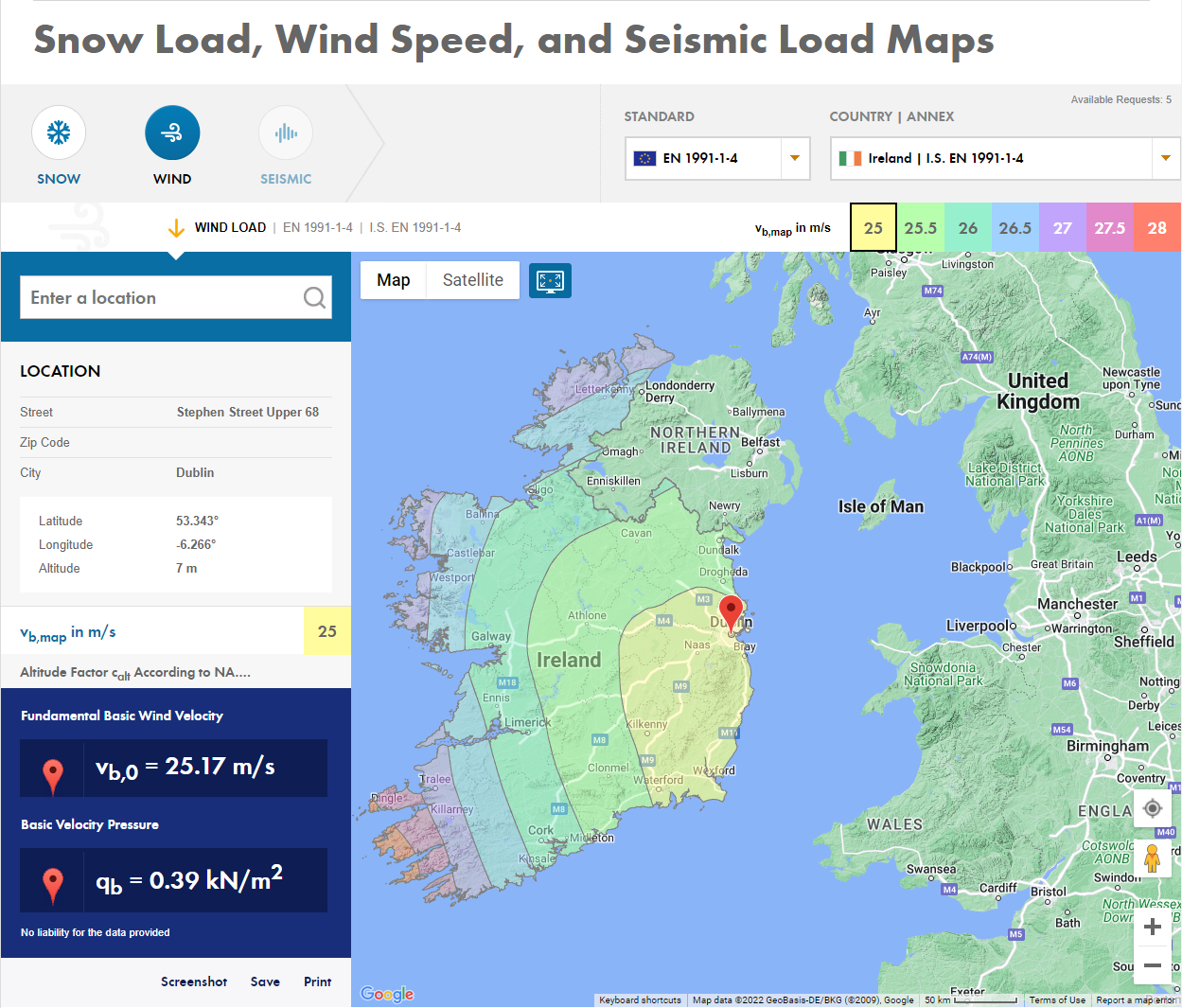Determinação da velocidade do vento com a ferramenta Geo-Zone Tool da Dlubal