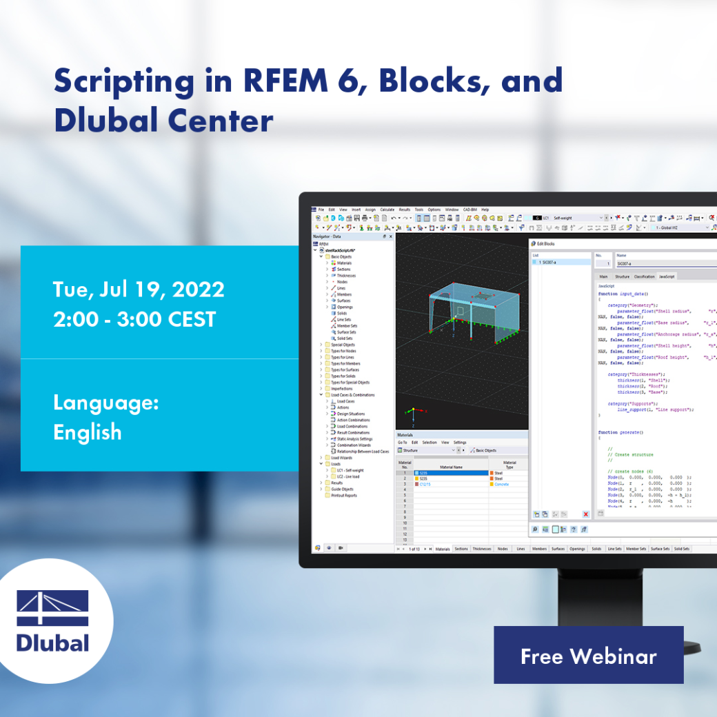 Scripts no RFEM 6, blocos e Dlubal Center