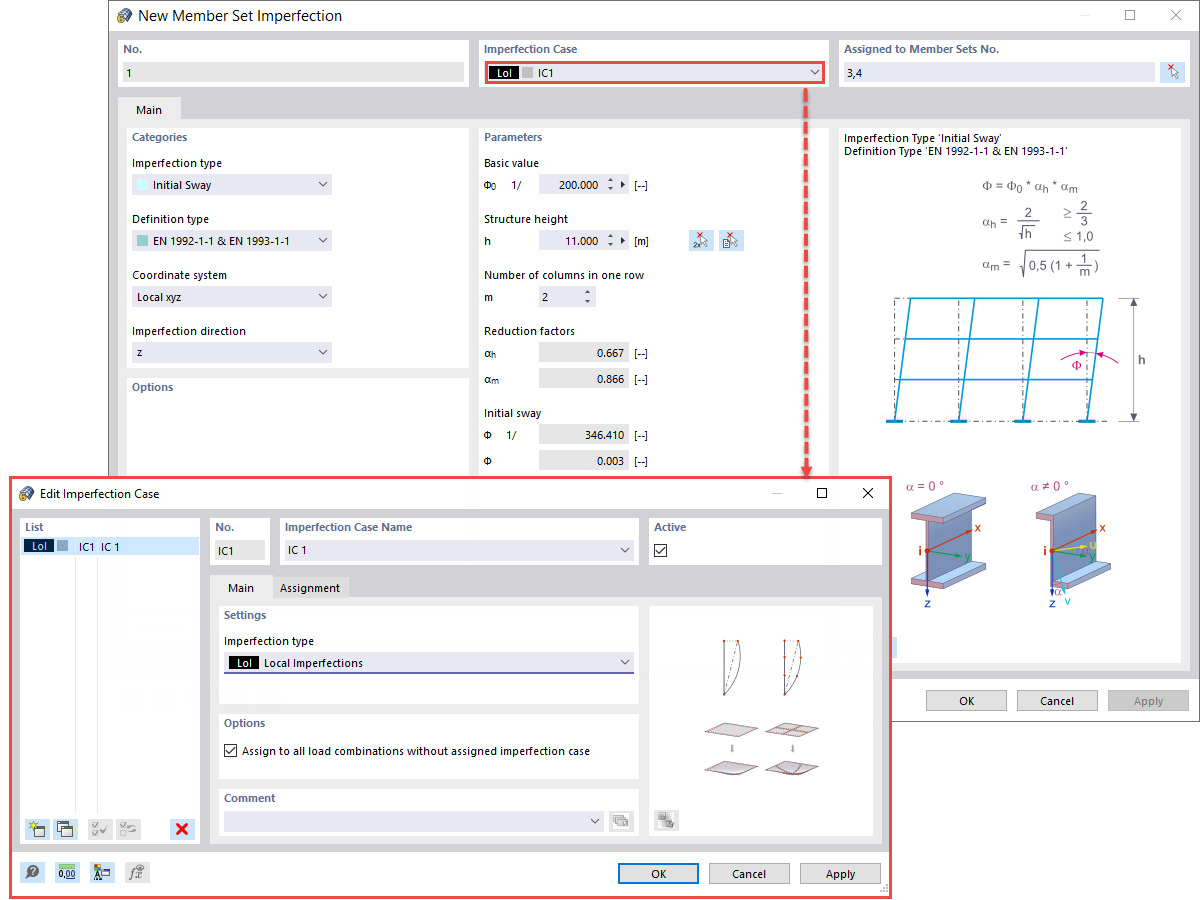 Definir imperfeição de desvio inicial global no RFEM 6