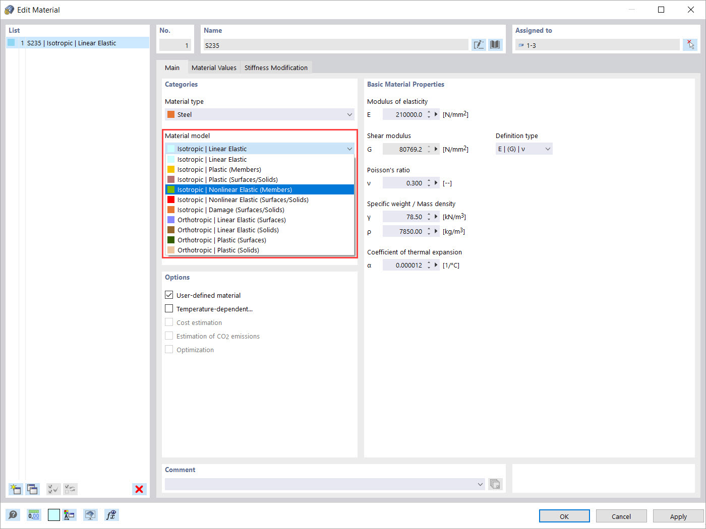 Modelos de material no RFEM 6