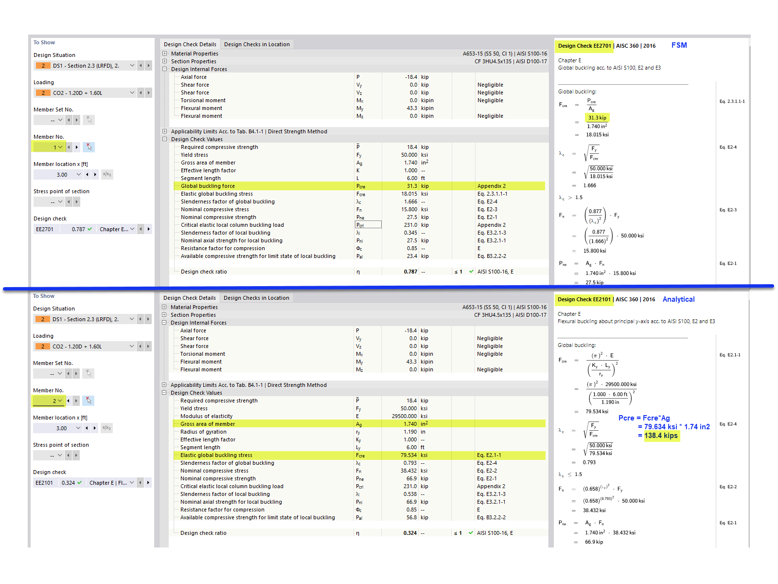 KB 001809 | Dimensionamento de aço AISI formado a frio no RFEM 6