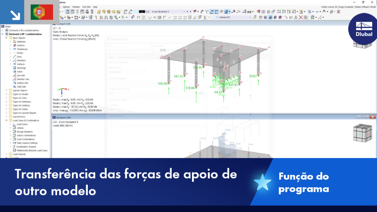 Representação de uma função para importação de forças de apoio entre modelos em projetos de construção