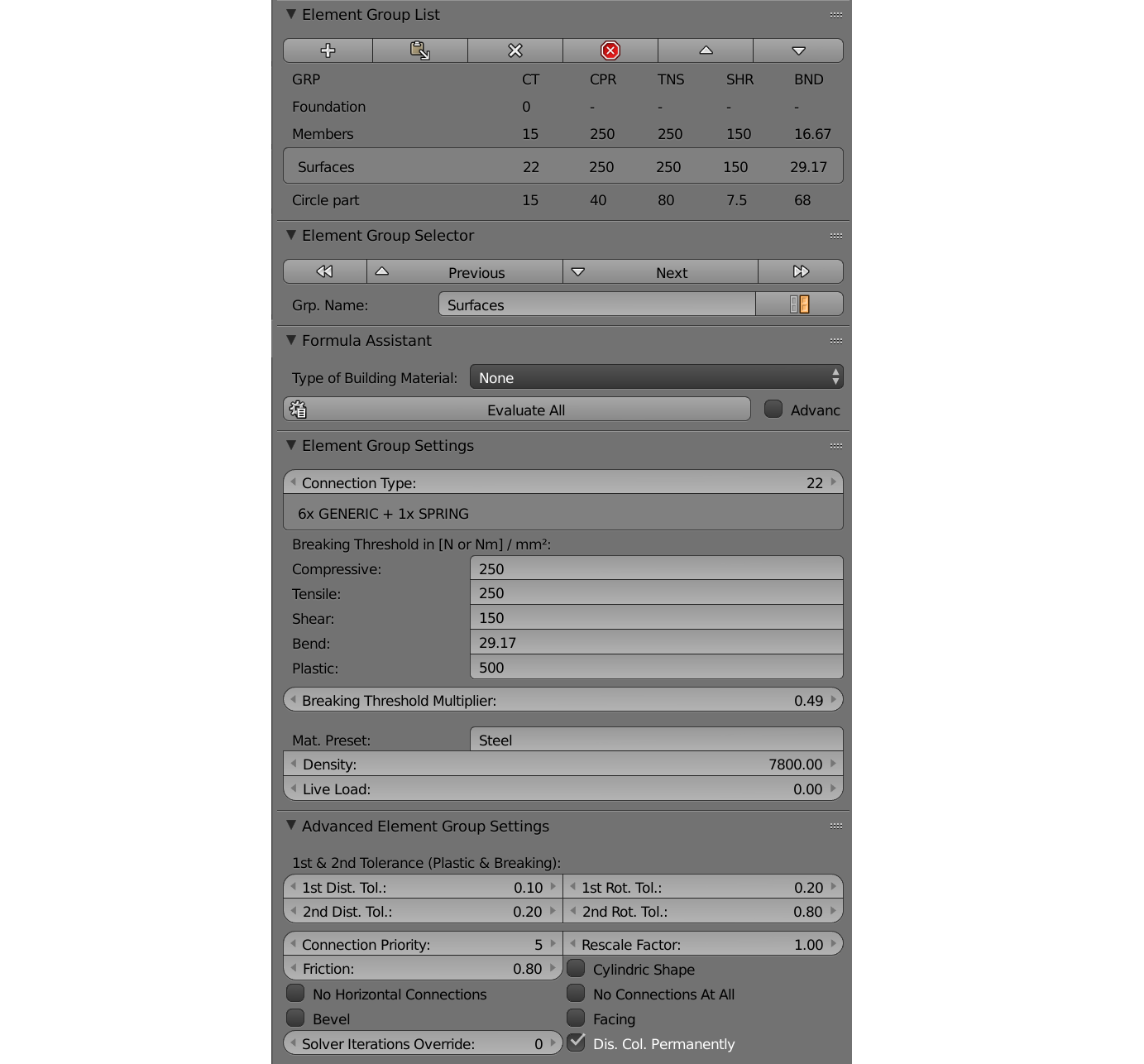 Configuração de informações da superfície