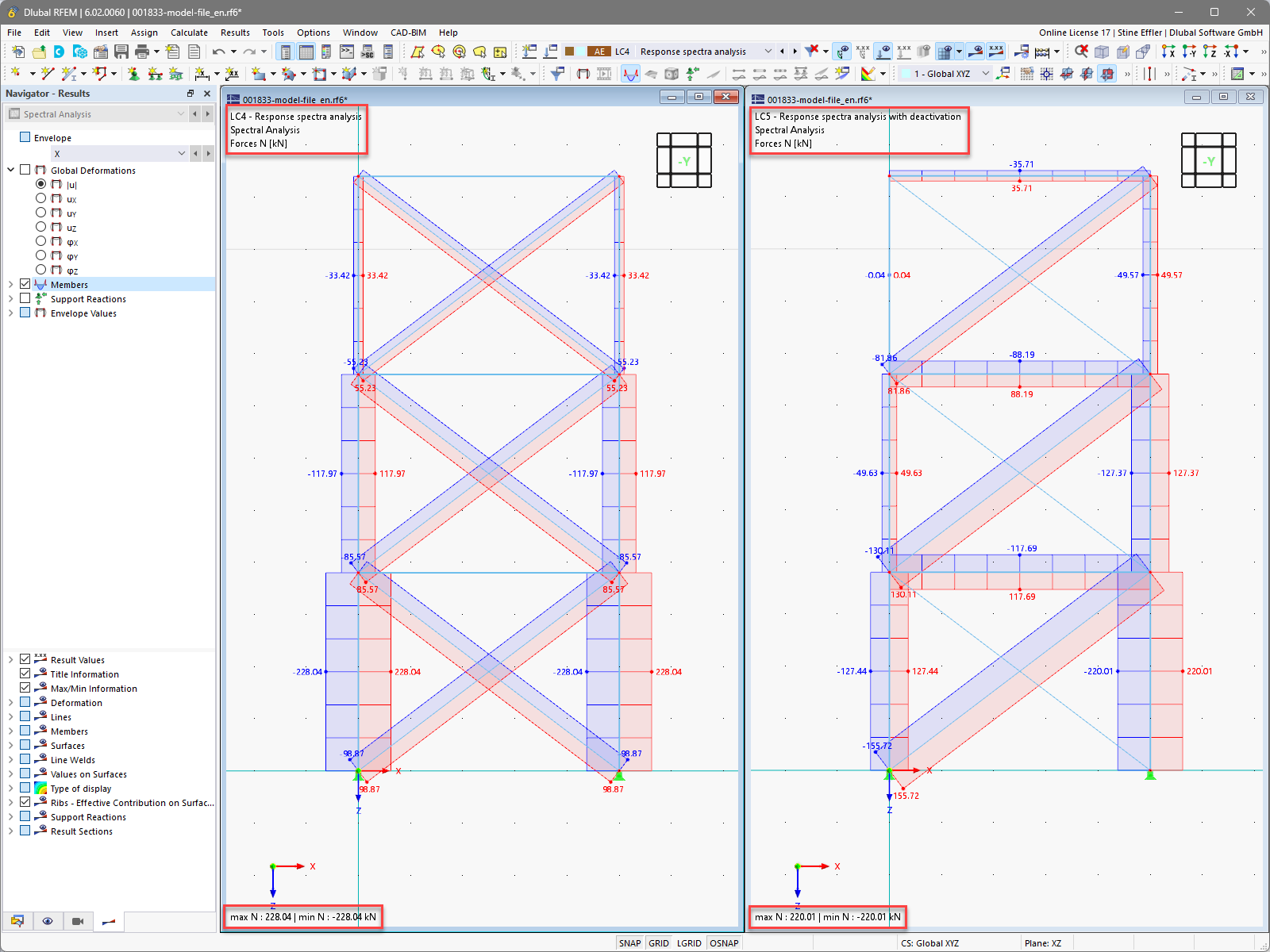 KB 001833 | Utilizar não linearidades na análise de espectro de resposta no RFEM 6