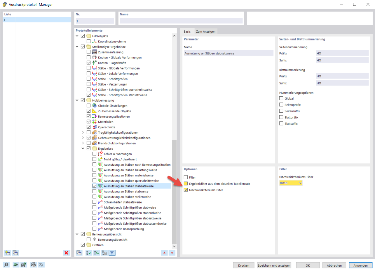 Filtro do critério de verificação