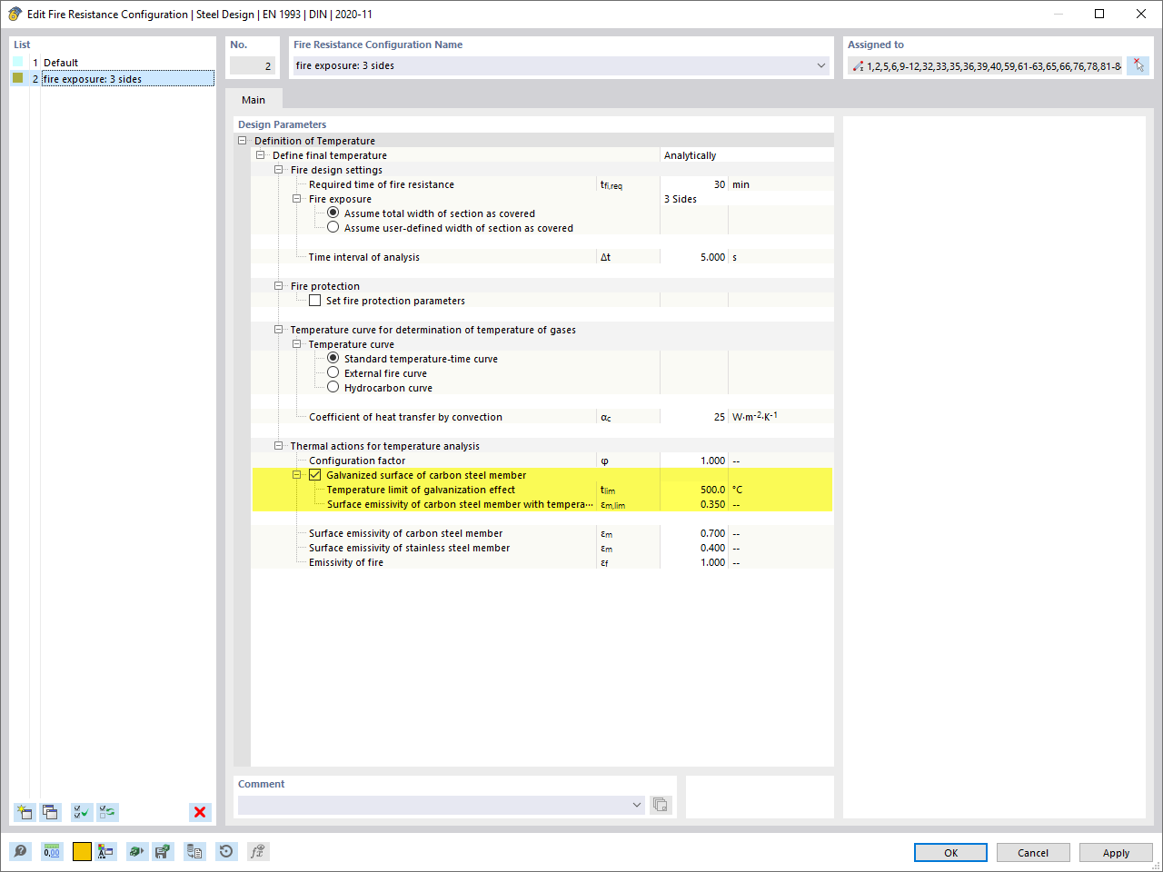 KB 001840 | Verificação da resistência ao fogo de componentes de aço por galvanização por imersão a quente no RFEM 6/RSTAB 9