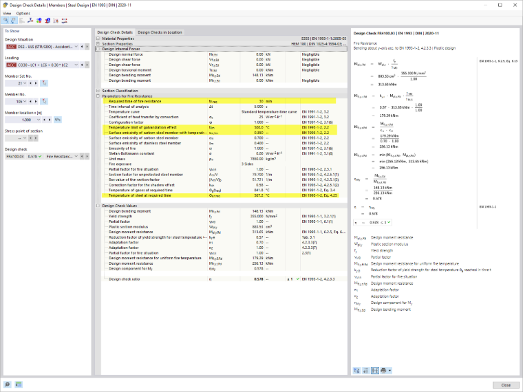 KB 001840 | Verificações da resistência ao fogo para componentes de aço com galvanização por imersão a quente no RFEM 6/RSTAB 9