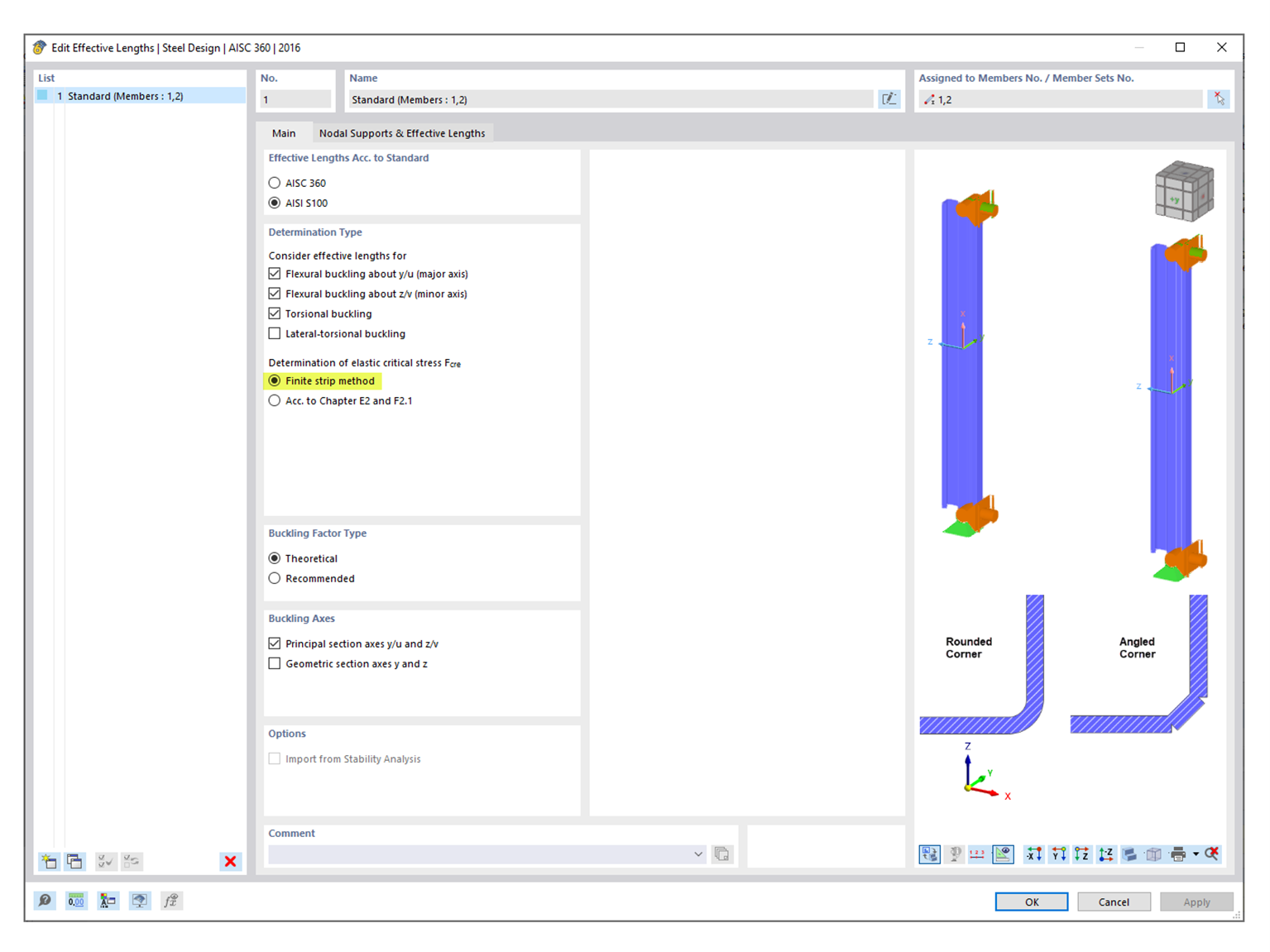 KB 001841 | Dimensionamento de aço formado a frio segundo a AISI com uma secção definida pelo utilizador no RFEM 6