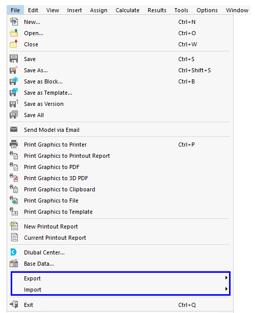 Chamar interfaces no menu 'Ficheiro'