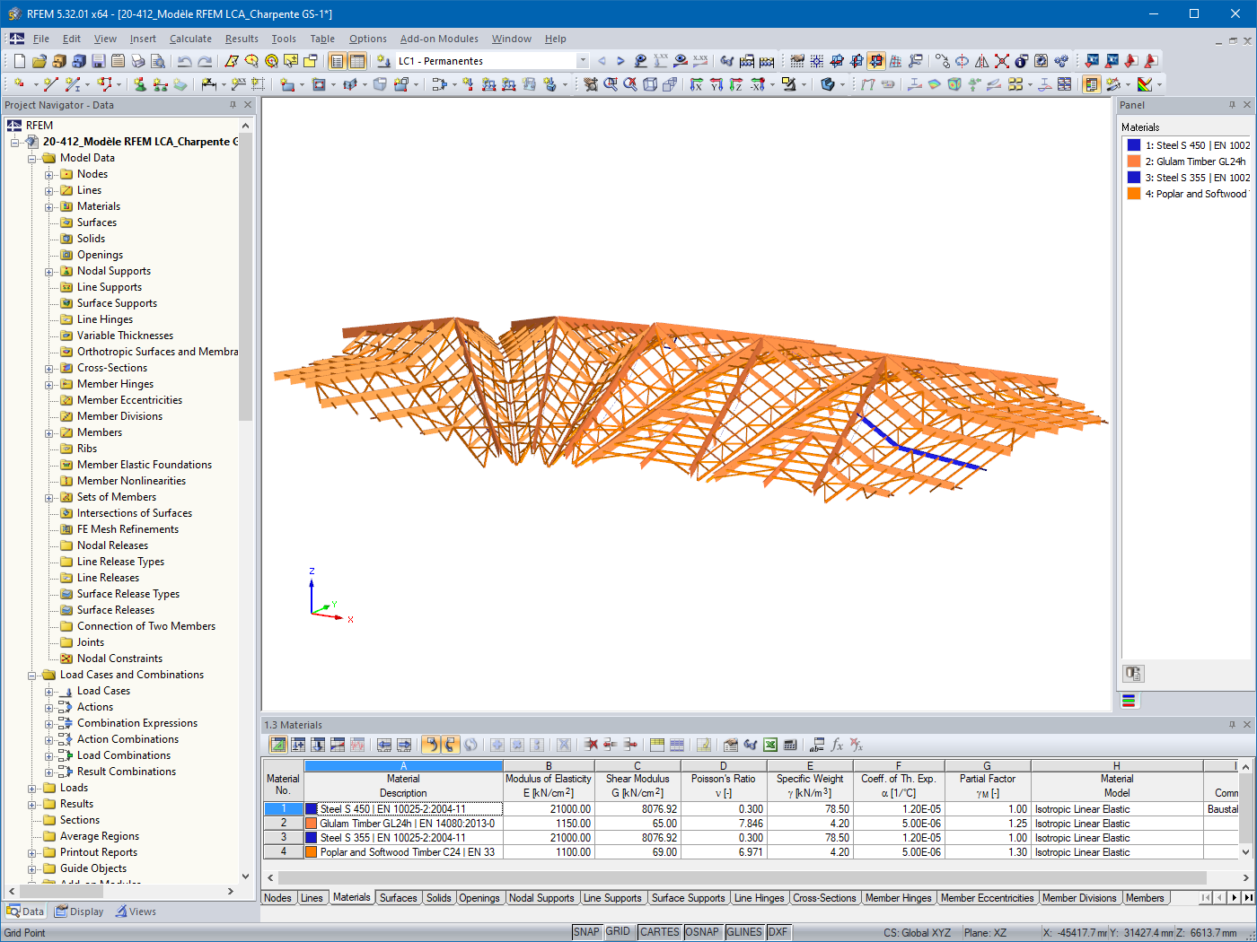 Modelo de pórtico no RFEM 5 (© LCA Construction Bois)