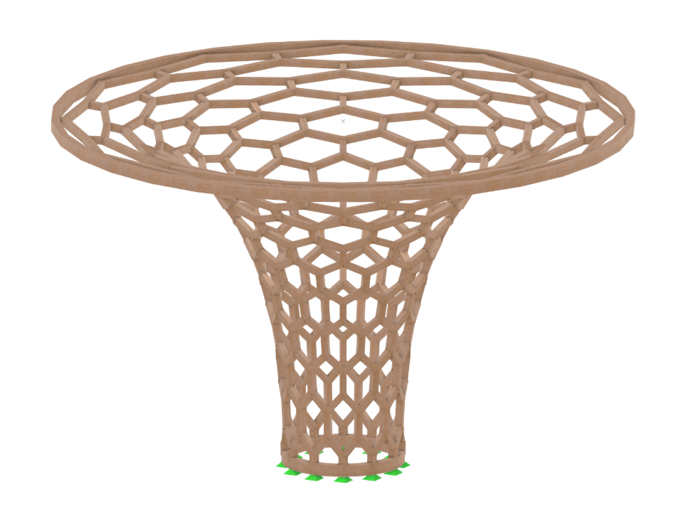 Modelo 004293 | Estrutura de casca de grelha em madeira | Grelha hexagonal