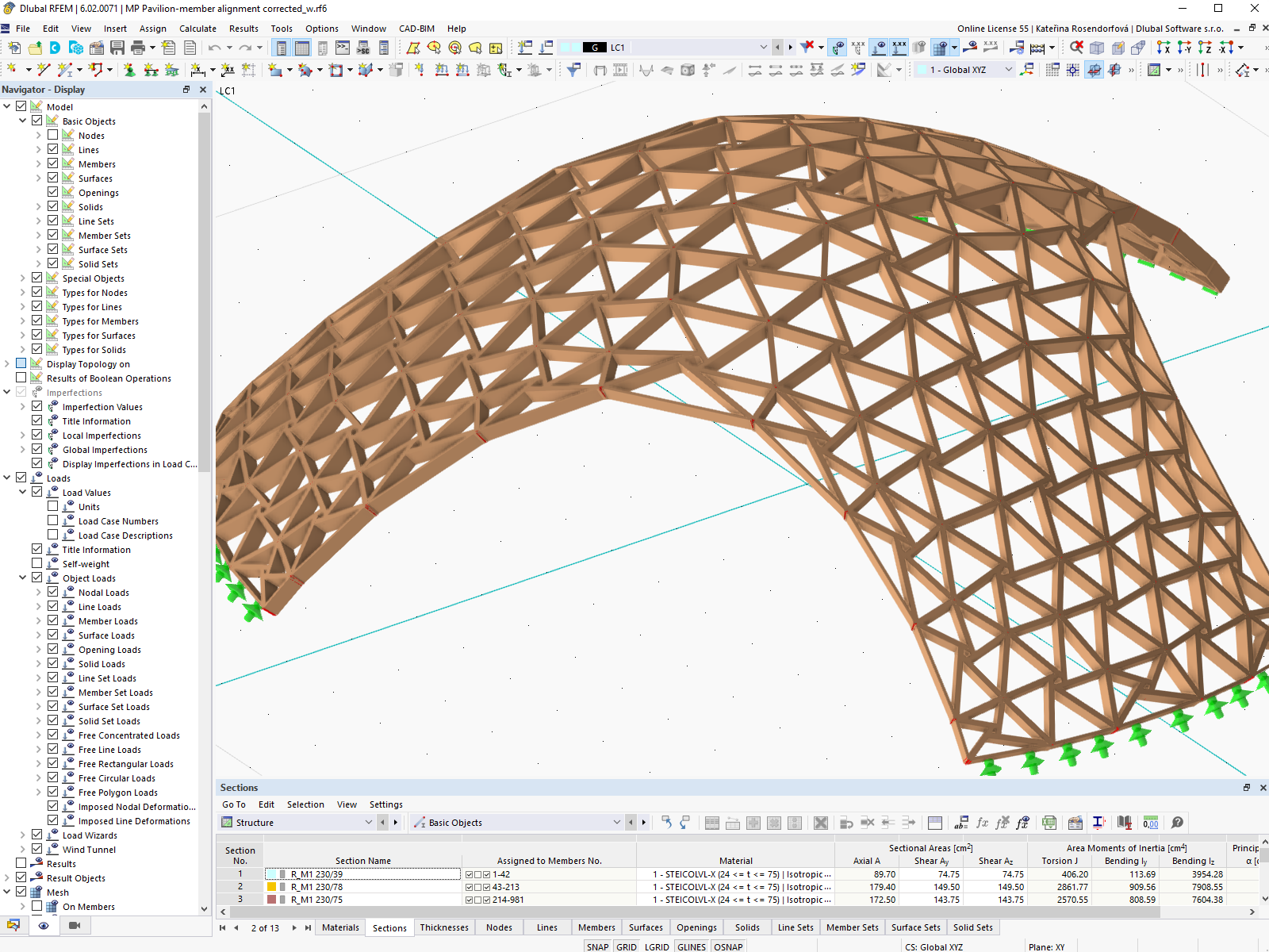 Modelo RFEM da casca de grelha em madeira | © Digital Timber Construction DTC, TH Augsburg