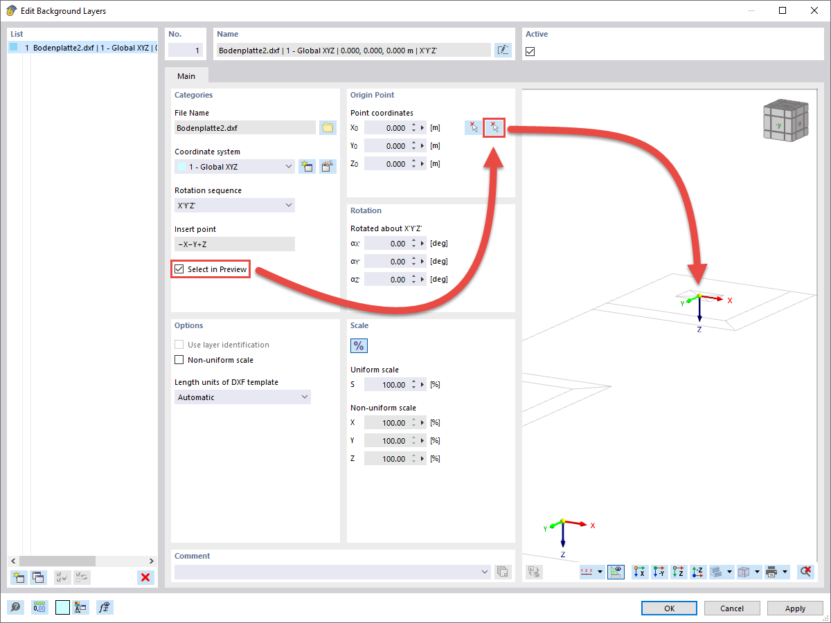 FAQ 005220 | Como é que posso inserir um ficheiro DXF como camada de fundo no RFEM 6 ou no RSTAB 9?