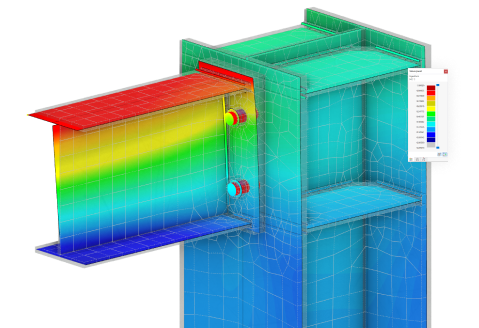 Modelo de ligação de aço 3D que ilustra elementos detalhados do dimensionamento de aço e as vantagens de fluxos de trabalho simplificados e maior precisão na engenharia de estruturas.