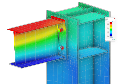 Modelo de ligação de aço 3D que ilustra elementos detalhados do dimensionamento de aço e as vantagens de fluxos de trabalho simplificados e maior precisão na engenharia de estruturas.