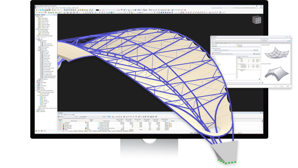 Representação gráfica de modelação de estruturas de cobertura de membrana através do MEF no RFEM 6
