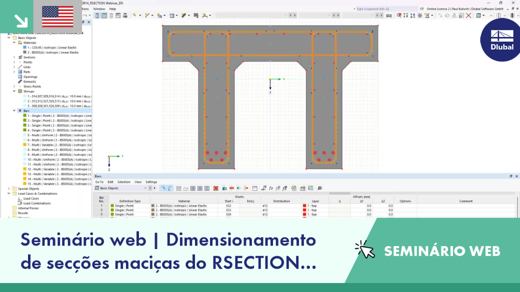 Webinar sobre projetos de secções maciças no RSECTION com o software RFEM 6.