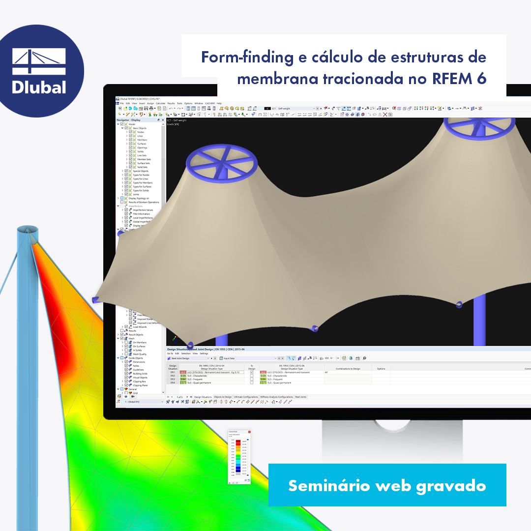 Form-finding e cálculo de estruturas de membrana tracionada no RFEM 6