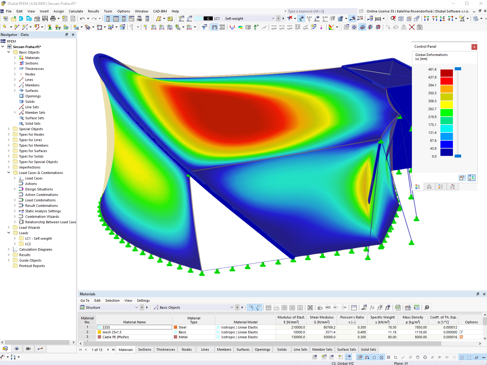 Deformações no RFEM | © Carl Stahl & spol. s r.o.