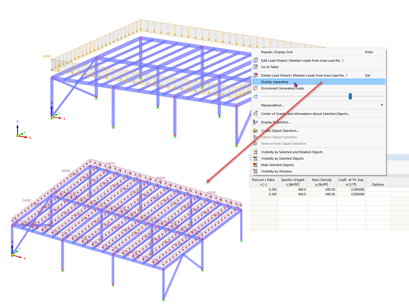 FAQ 005426 | Como é que posso aplicar cargas de superfície a uma estrutura aberta no RFEM 6?