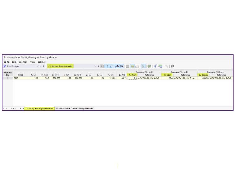 KB 001875 | Dimensionamento de barras de pórticos segundo a AISC 341-22 no RFEM 6