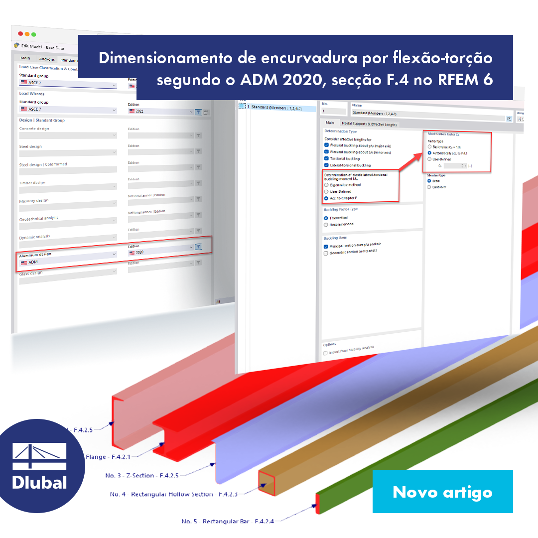 Dimensionamento de encurvadura por flexão-torção segundo ADM 2020 segundo F.4 no RFEM 6