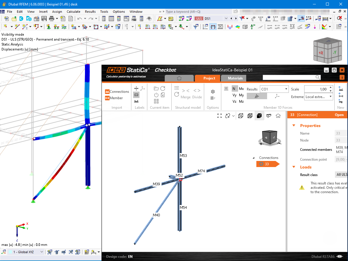 FAQ 005480 | Como é que posso trocar dados entre o RFEM 6/RSTAB 9 e o IDEA StatiCa?