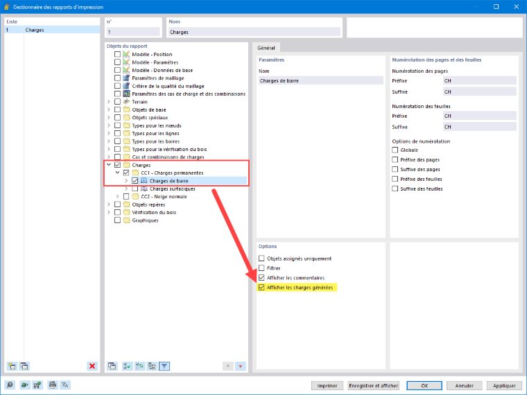 FAQ 005562 | Ao criar um relatório de impressão, existe alguma opção para apresentar os valores das cargas geradas pelas superfícies de transferência de carga?