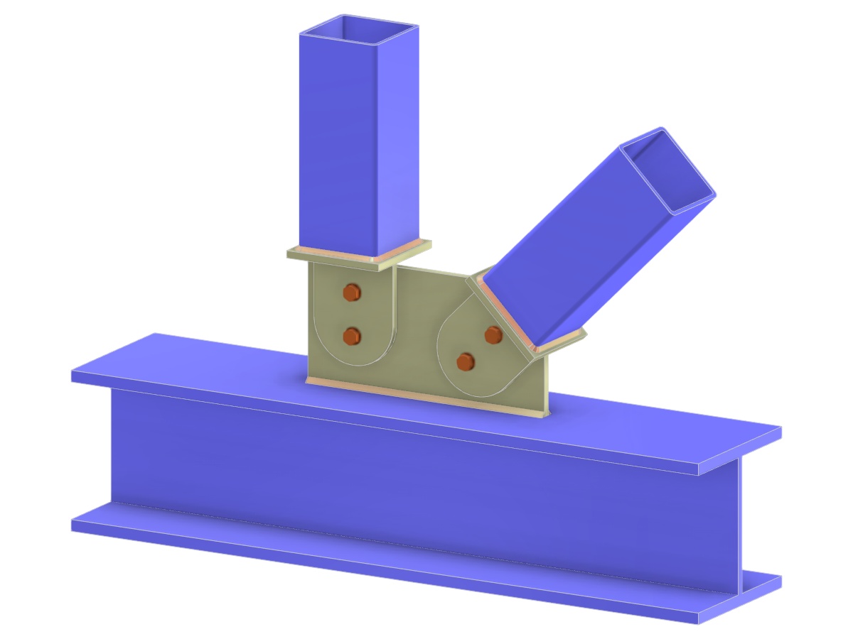 Modelo 005249 | Junta N de Treliça | Ligação Diagonal e Vertical ao Banzo através de Chapa de Gusset, Chapa Lingueta e Chapa de Topo