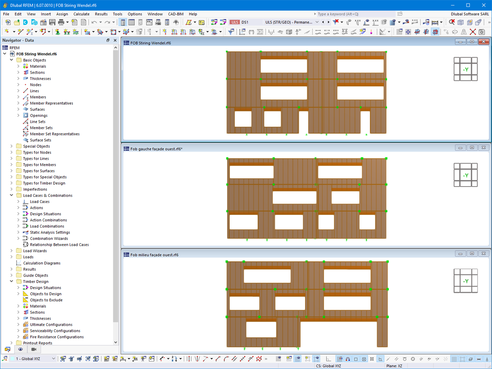 Fachada de pórtico de madeira de escola no RFEM