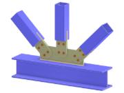 Modelo 005315 | Ligação em KT de Treliça | Diagonais e Vertical a Banzo Ligação via Chapa de gusset, Lingueta e Chapas de cobertura