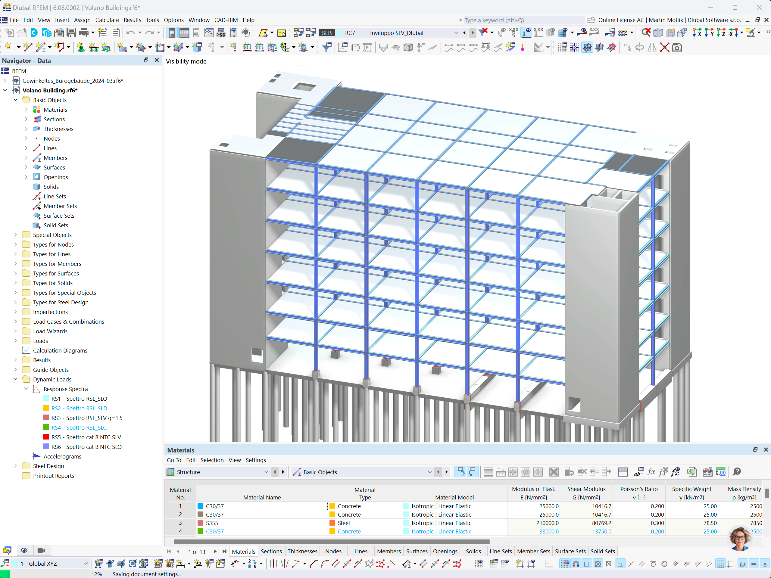 Modelo do RFEM 6 | Edifício Volano