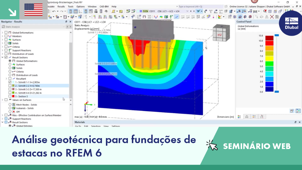 Seminário web sobre análise geotécnica de fundações de estacas utilizando o software RFEM 6.