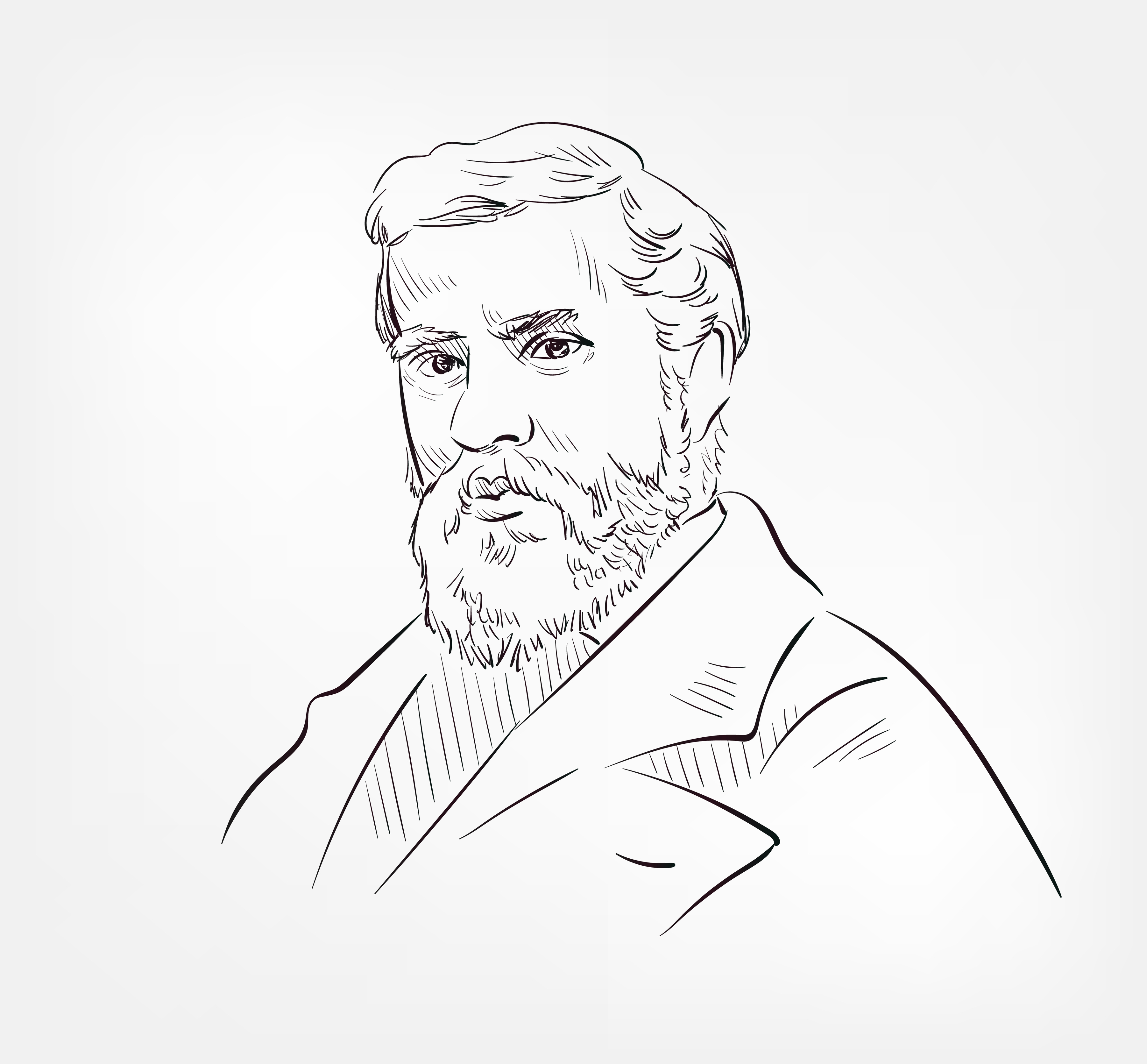 Retrato do arquiteto catalão Antoni Gaudí, conhecido pelo seu estilo modernista em Barcelona