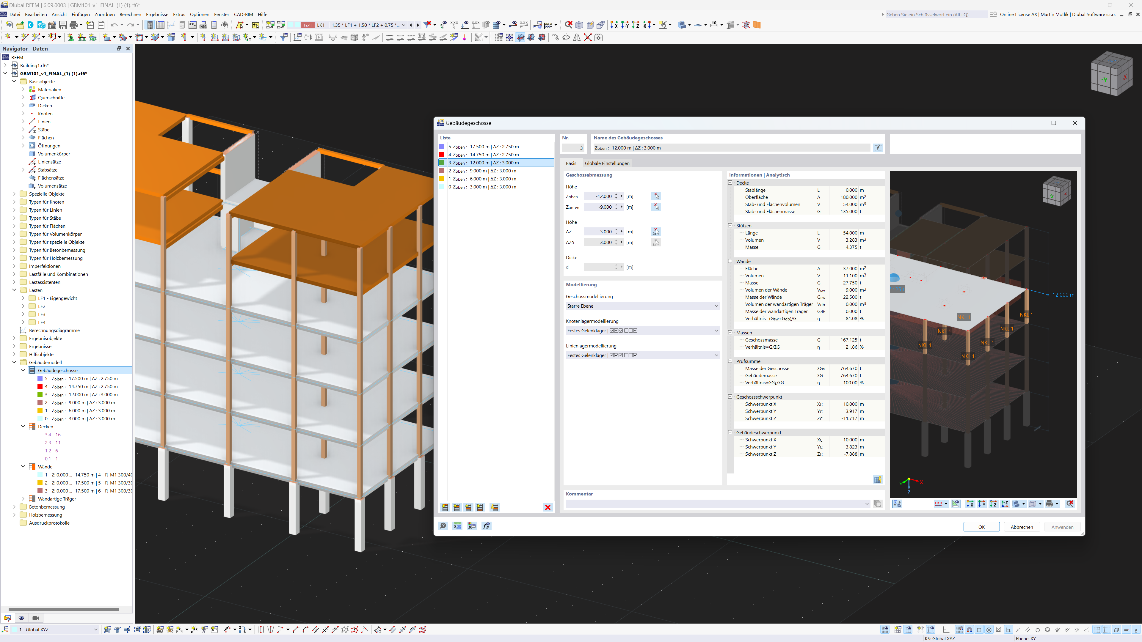 Entrada de dados amigável no RFEM 6 para modelação precisa de edifícios