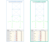 A imagem compara forças sísmicas, negligenciando e incluindo o comportamento não linear de barras de tração na análise por espectro de resposta.