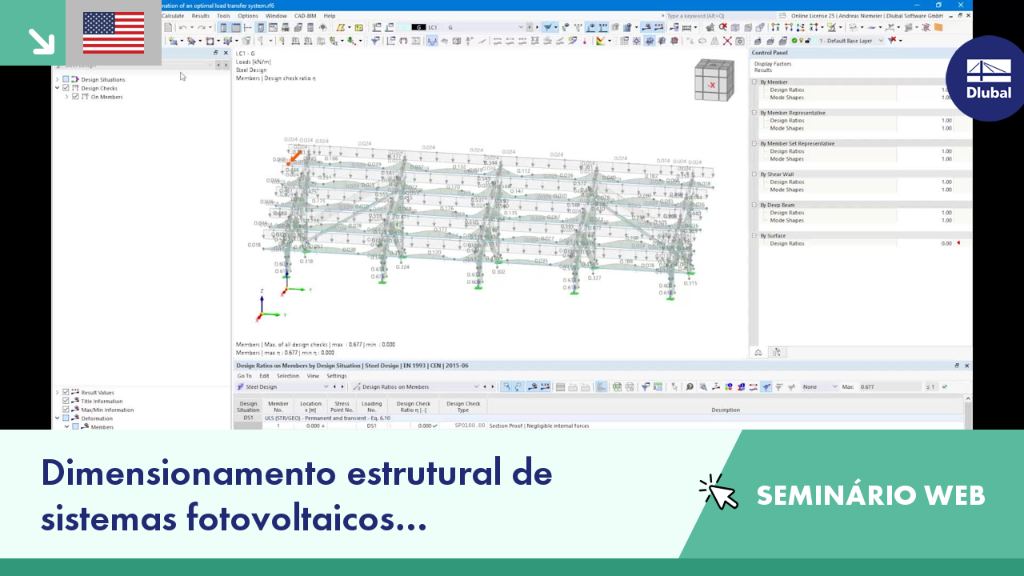 Banner de seminário web para desafios de dimensionamento estrutural e soluções em sistemas fotovoltaicos