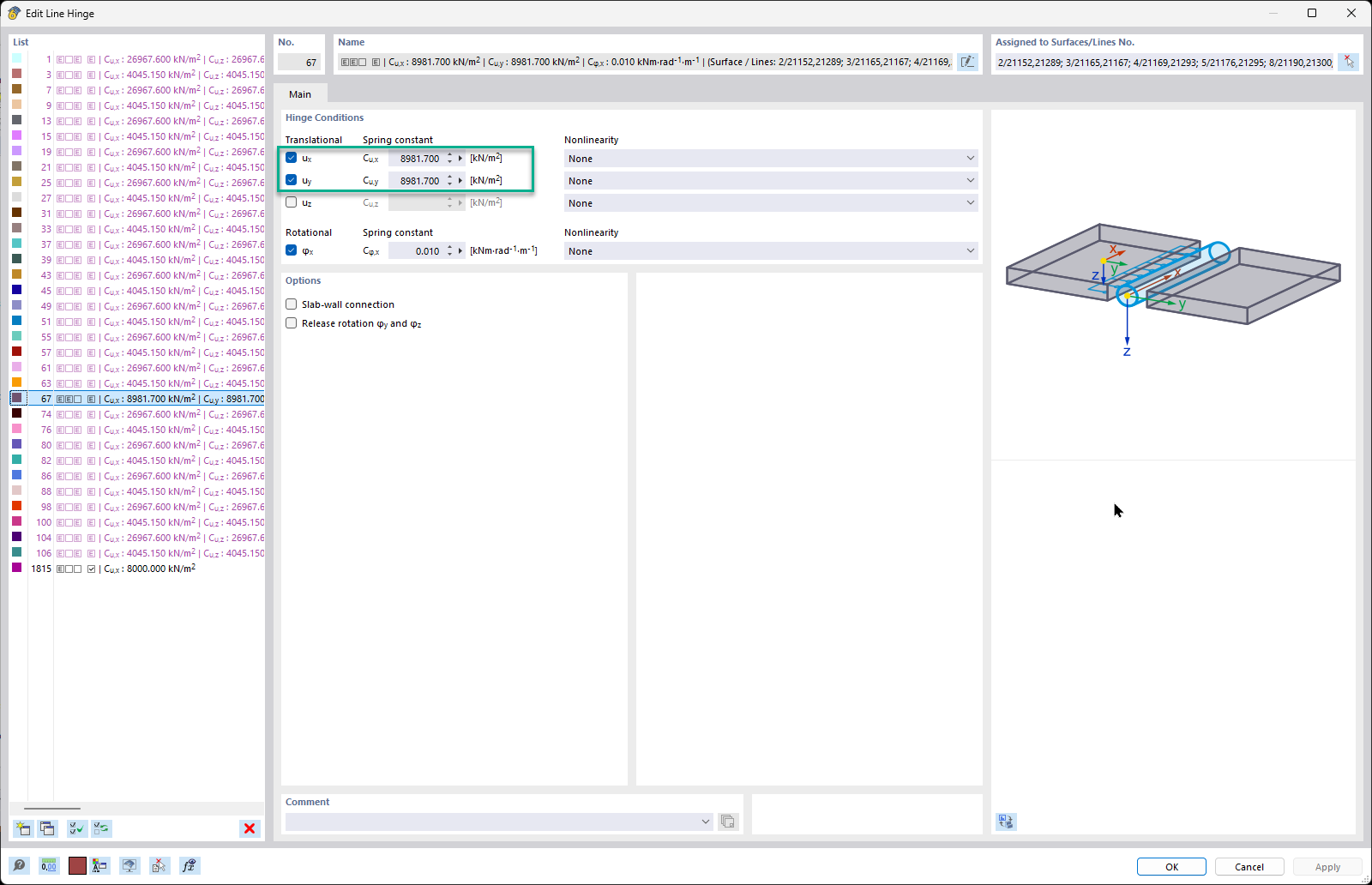 Melhores práticas no RFEM 6 para modelar libertações de linha de madeira maciça e articulações com diafragmas de forma eficaz.