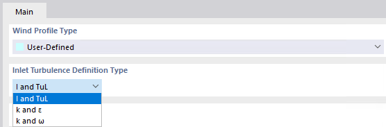 Tipo de definição de turbulência de entrada