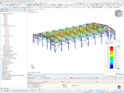 Análise de deformações de uma estrutura de aço apresentada no RFEM.